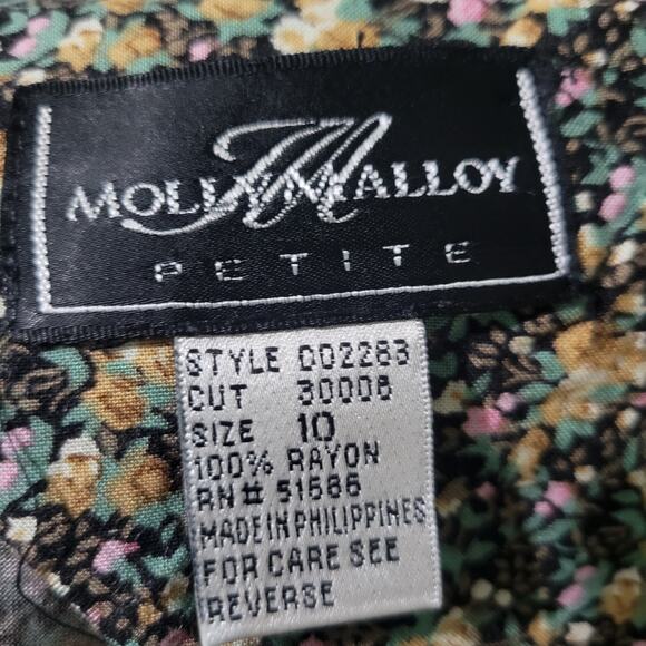 Floral Jumpsuit Vintage Black Ditsy Micro Print Calico 90s Rayon Small Petite - Picture 7 of 15